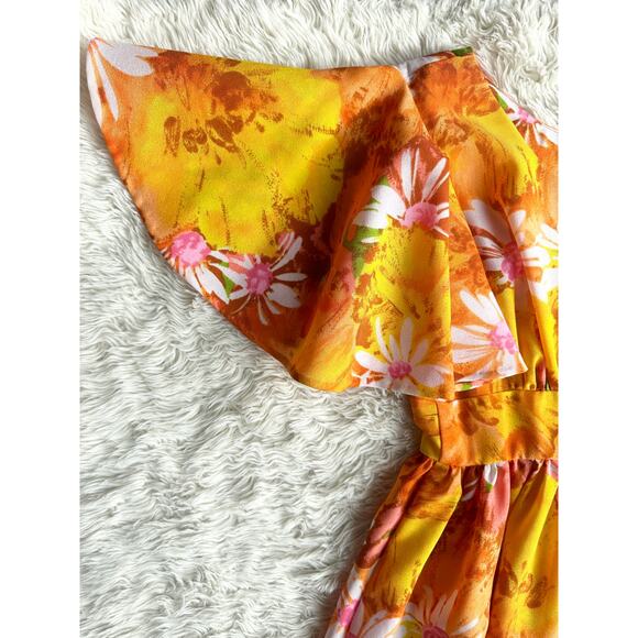 Vintage 60s 70s Flutter Sleeve Hawaiian Maxi Dress - Picture 15 of 16